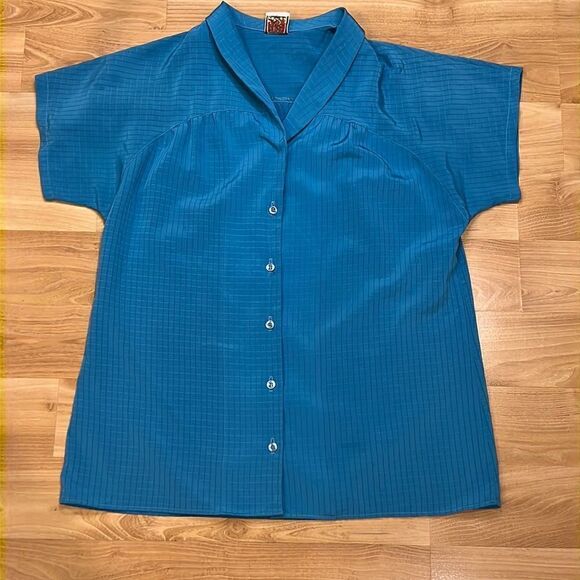 Vintage RD Teal Short Sleeve Button Down L - Picture 1 of 5